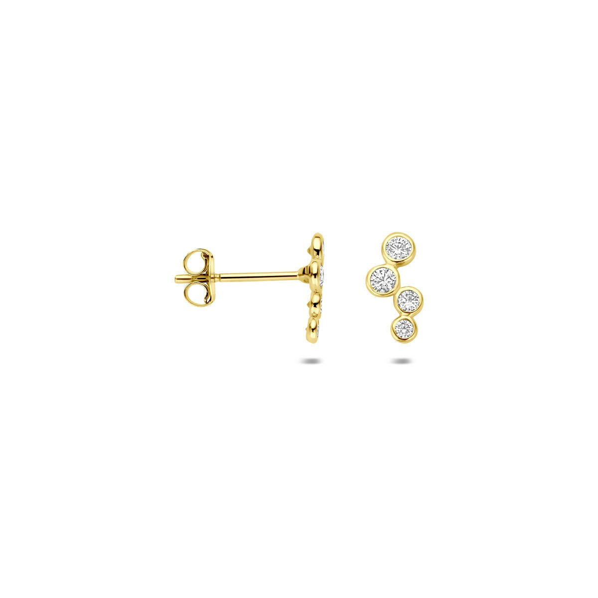 Pendientes de botón de oro amarillo con circonitas – 14k