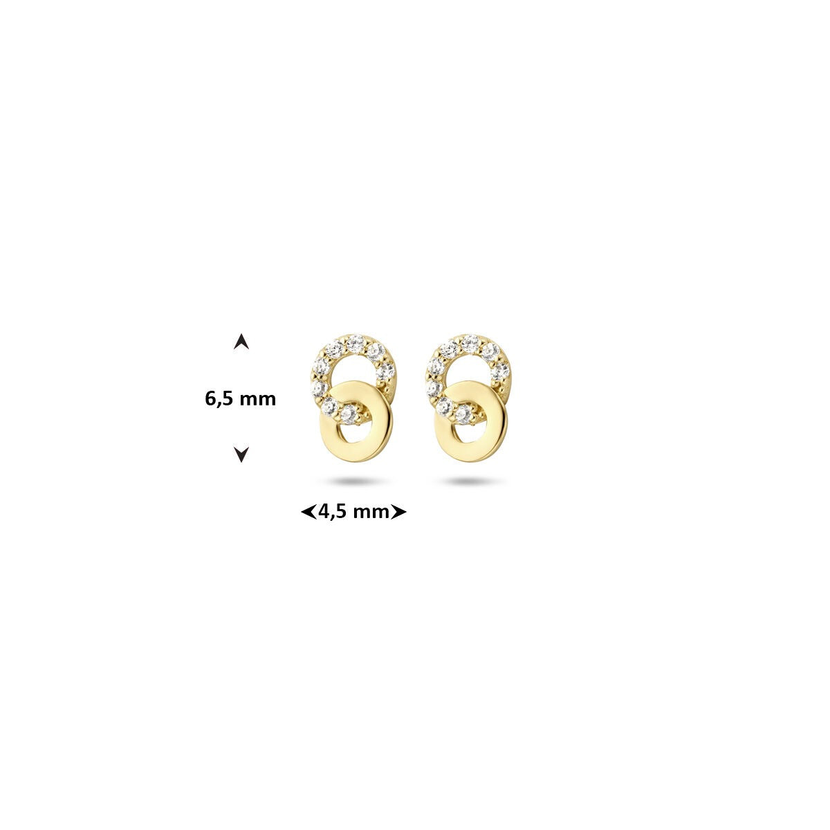 Pendientes de botón de oro con circonitas – 14k, engaste de entorno