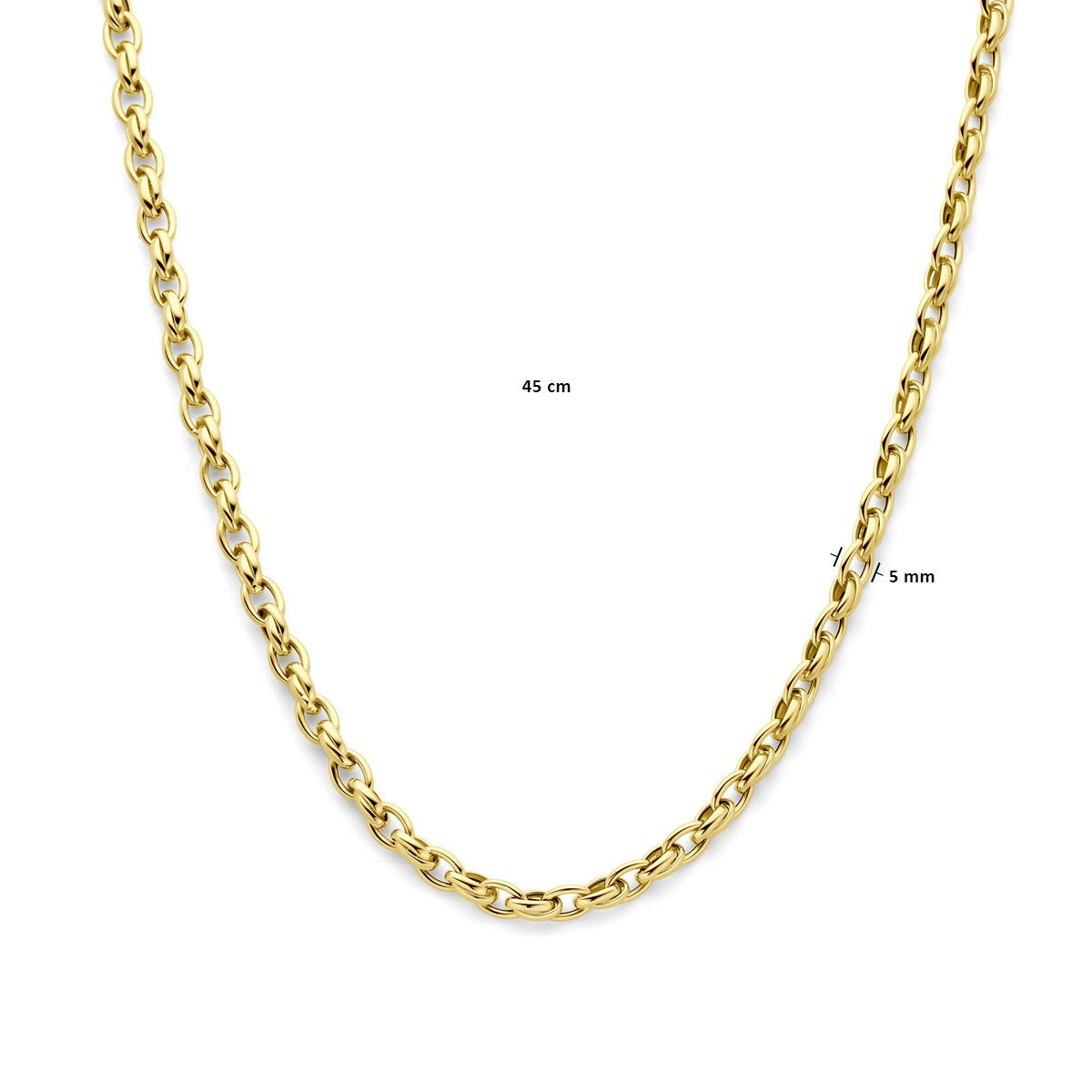 collar chapado en oro amarillo con eslabones de fantasía 45 cm