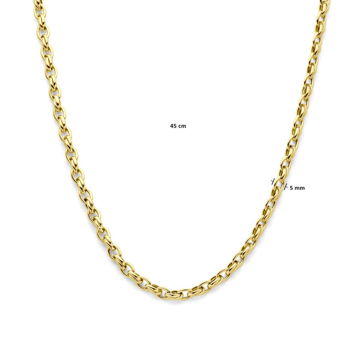 9k Geelkleurig collier met fantasie schakel 45 cm