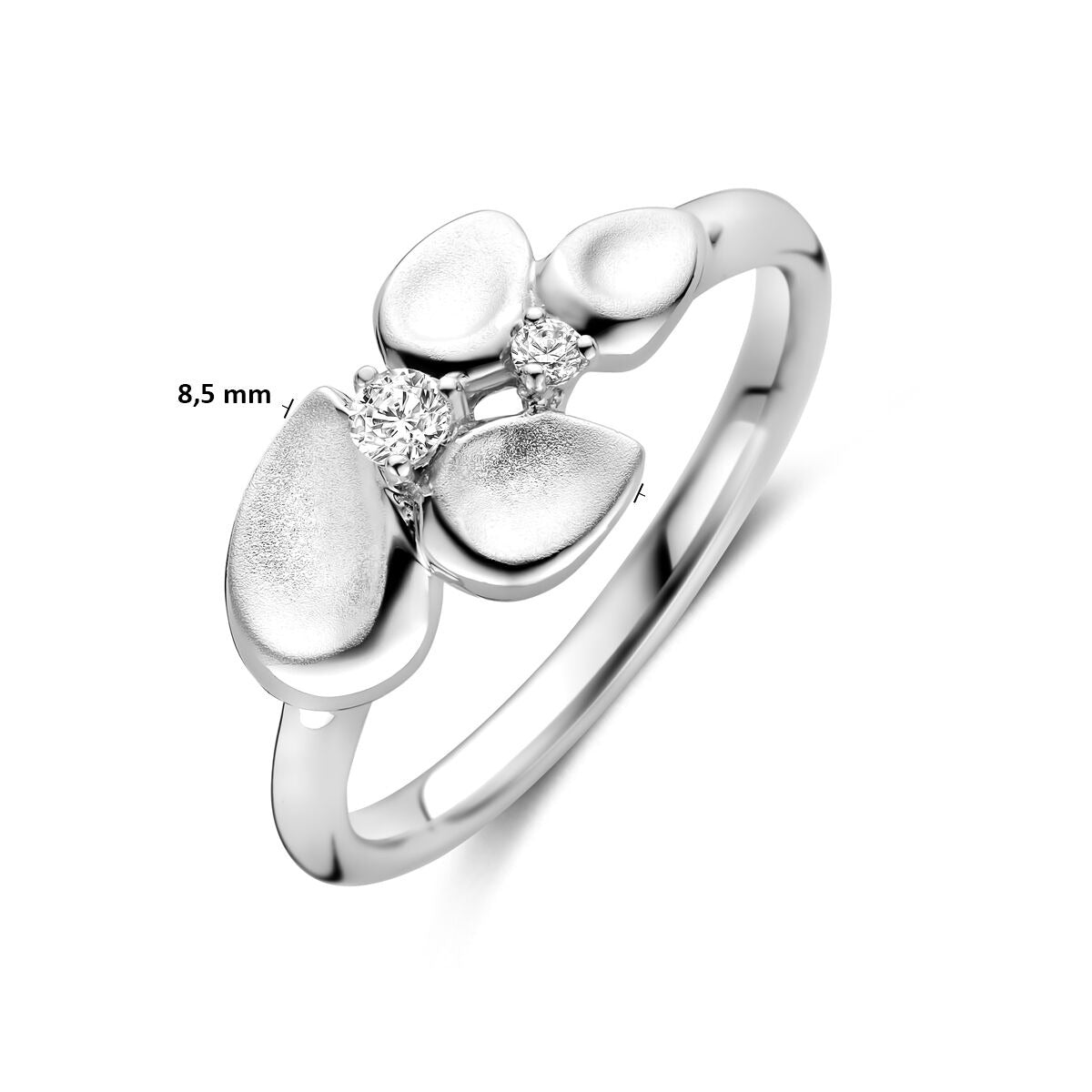 Anillo de mujer de plata rodiada con circonitas – 8,5 mm de ancho