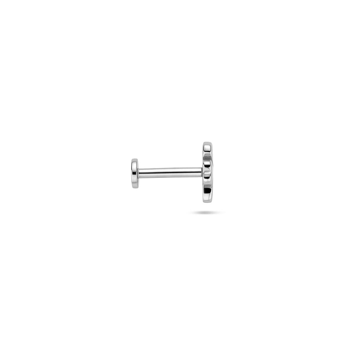 Piercing de plata con fondo plano trébol – rodiado 925