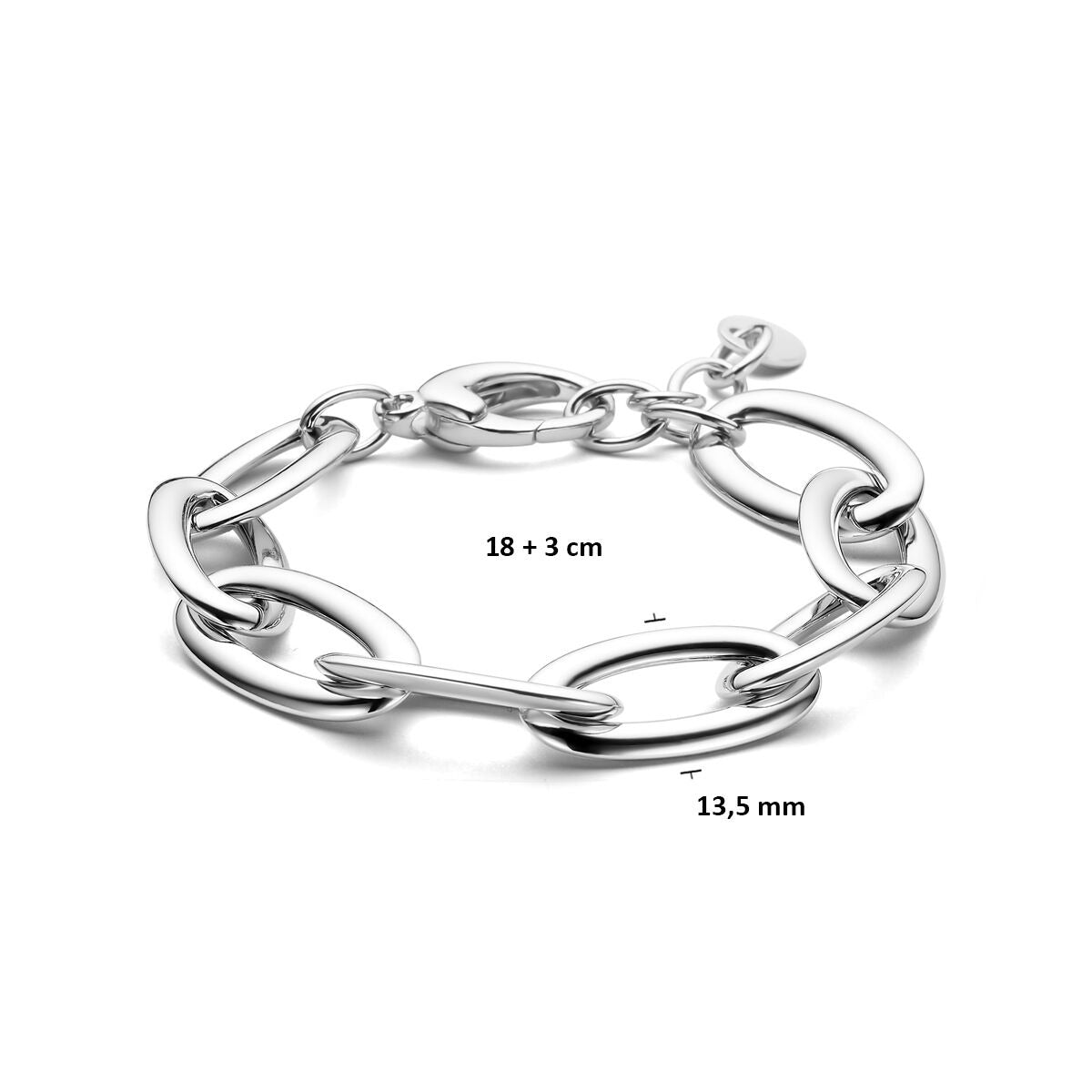 Pulsera de mujer de plata – eslabón de ancla rodiado 13,5 mm