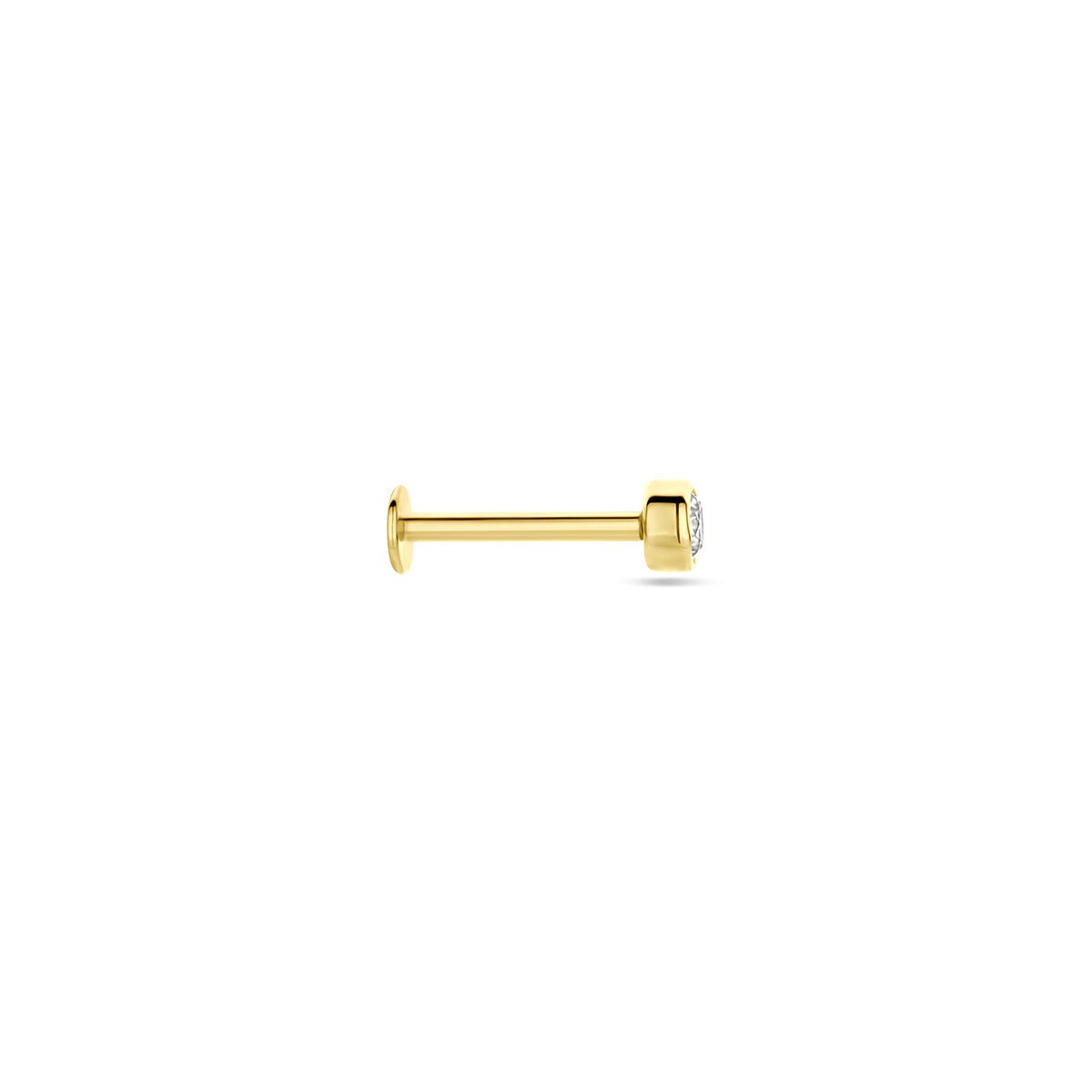 piercing de oro amarillo 9k con circonita 3 mm