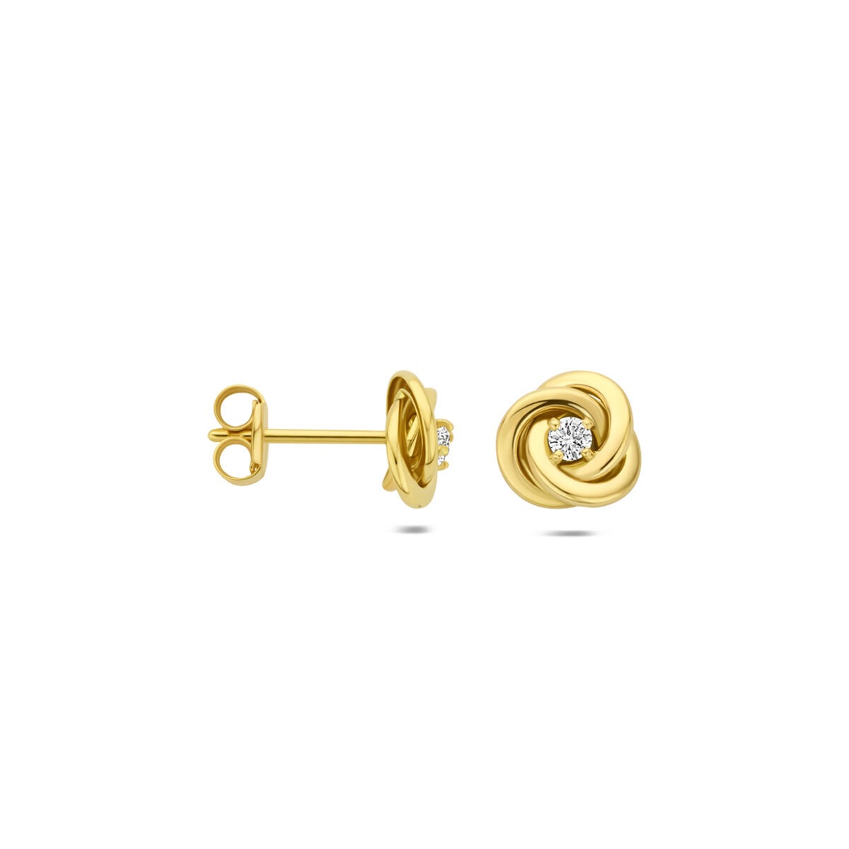 pendientes de botón de oro amarillo con diamante cultivado en laboratorio 0,07 ct