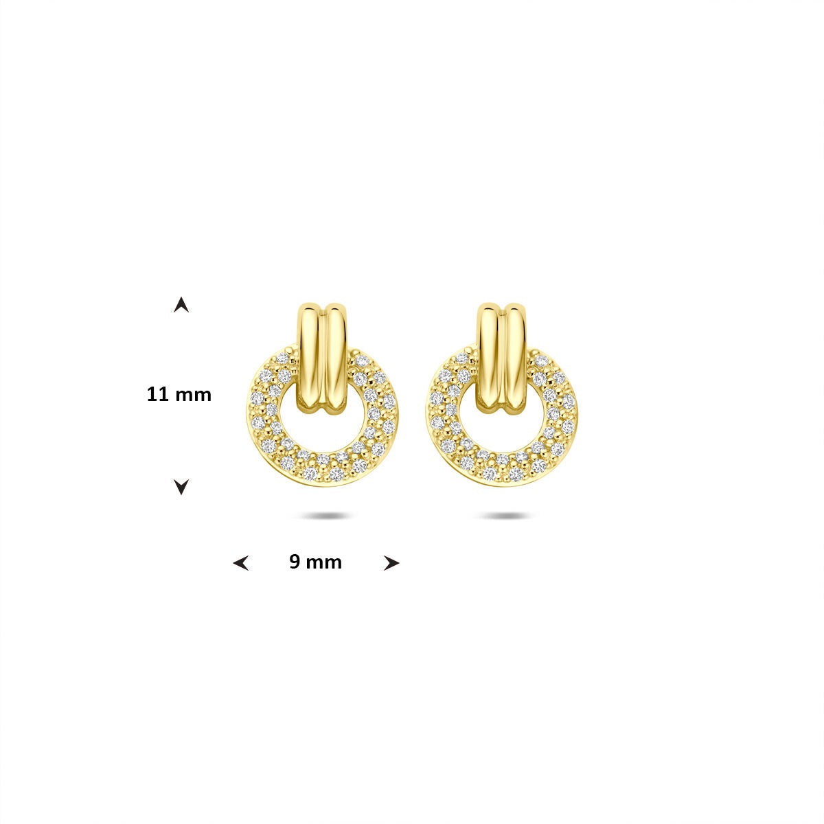 Pendientes de botón de oro 14k con diamante tallado en brillante