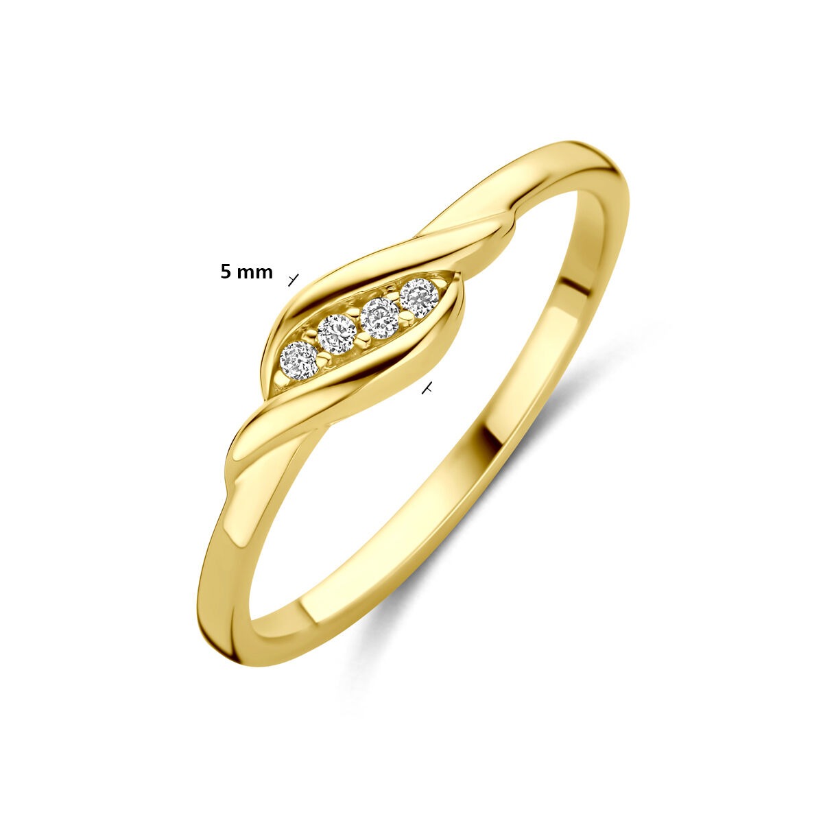 Anillo de oro amarillo de 9k con entorno de circonitas