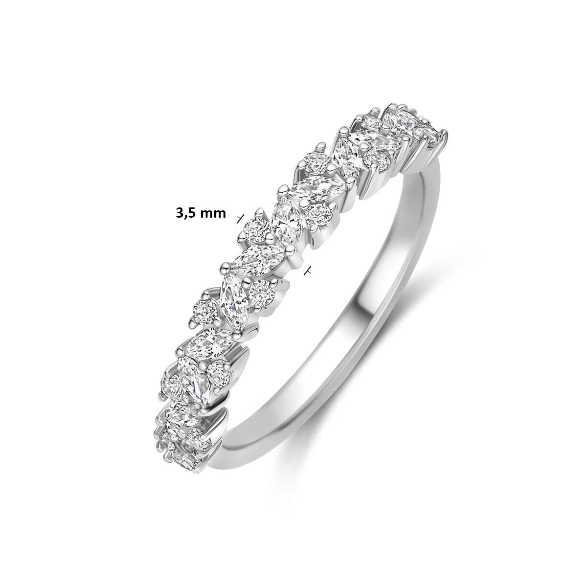 Anillo de plata 925 rodiado con circonitas 3,5 mm