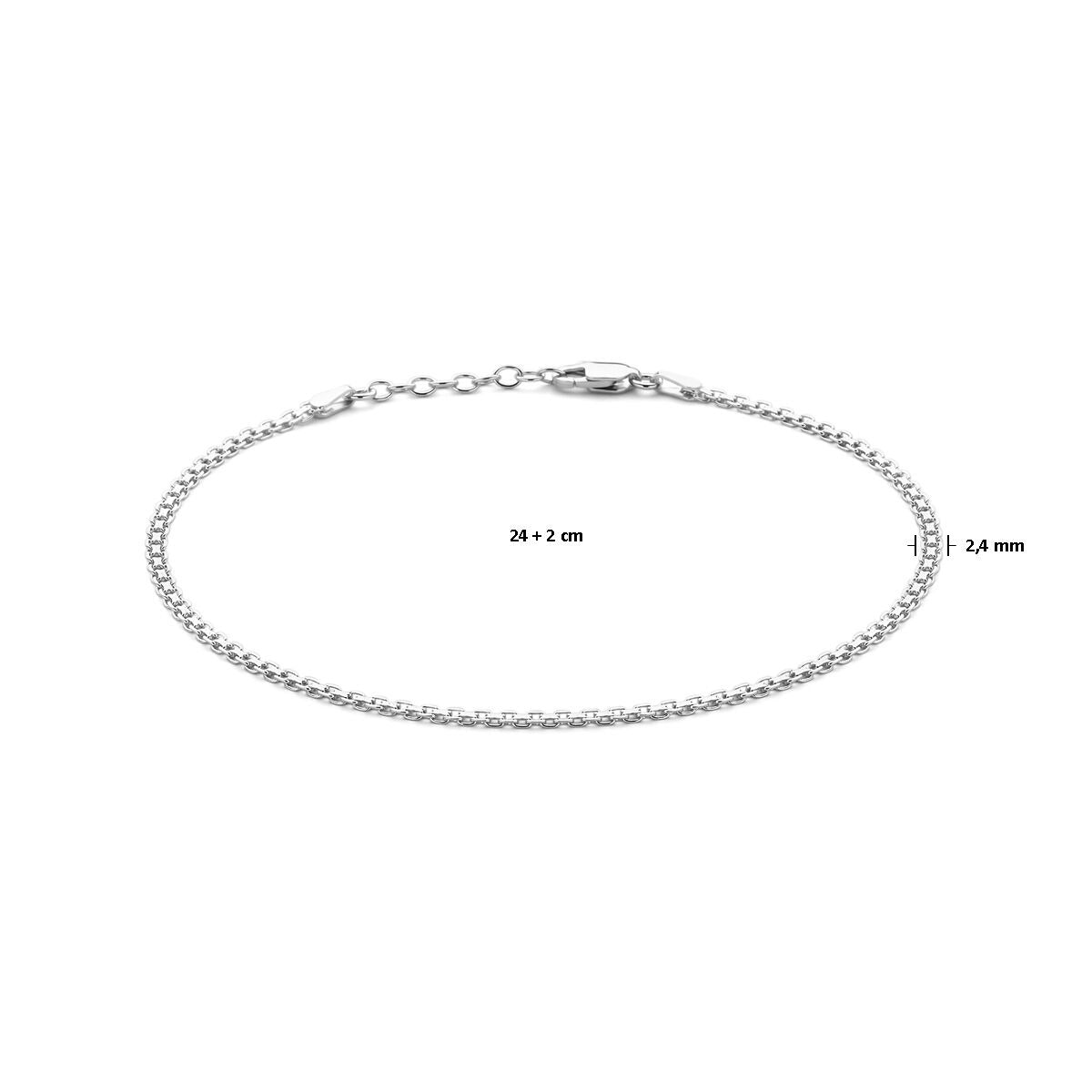 Anillo de tobillo de plata con eslabón bismarck – rodiado 925 plata, 24–26 cm
