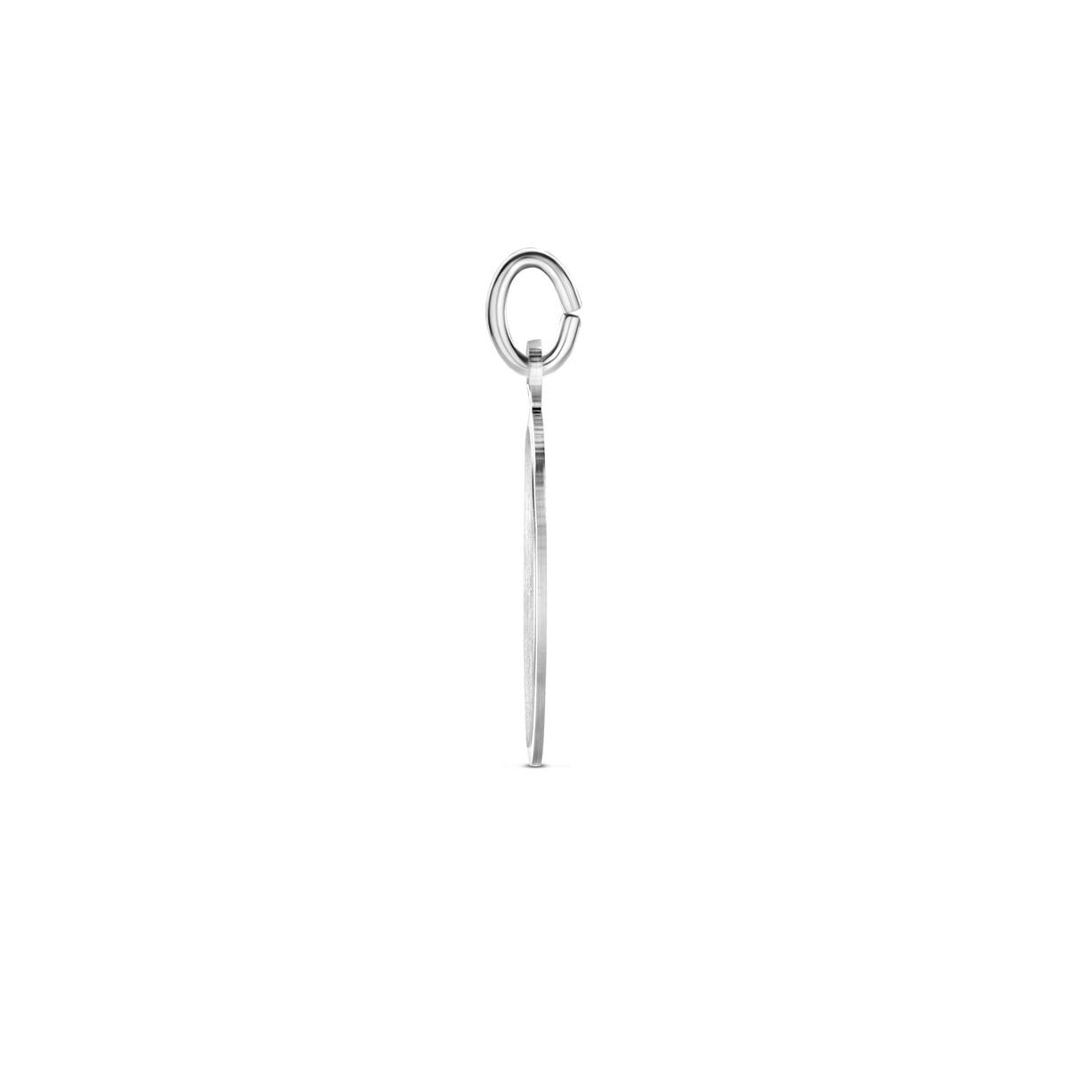 Colgante ovalado de grabado en plata rodiada 925 con acabado mate y diamantado