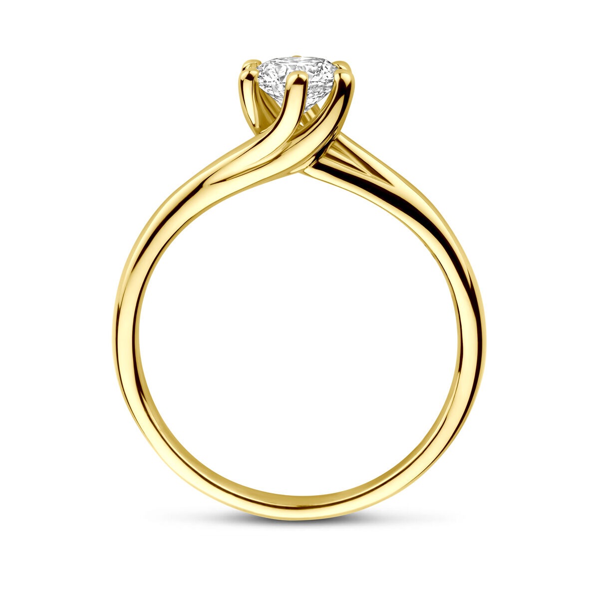 anillo de oro amarillo de 14k con diamante cultivado en laboratorio de 0.50ct
