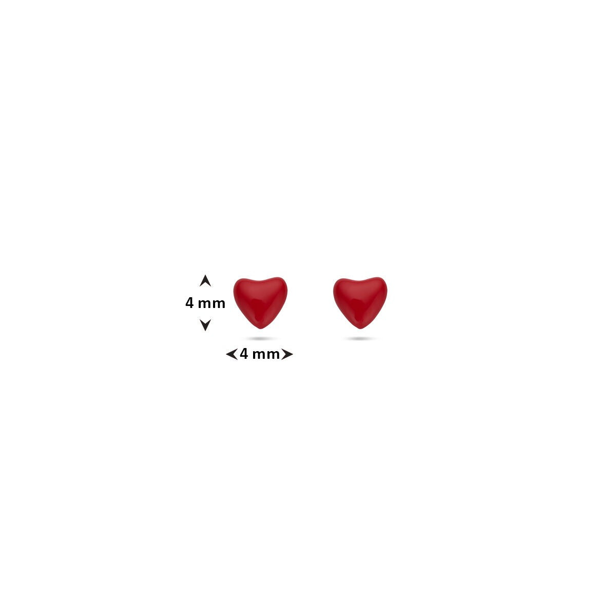 Pendientes infantiles de corazón en plata rodiada 4mm