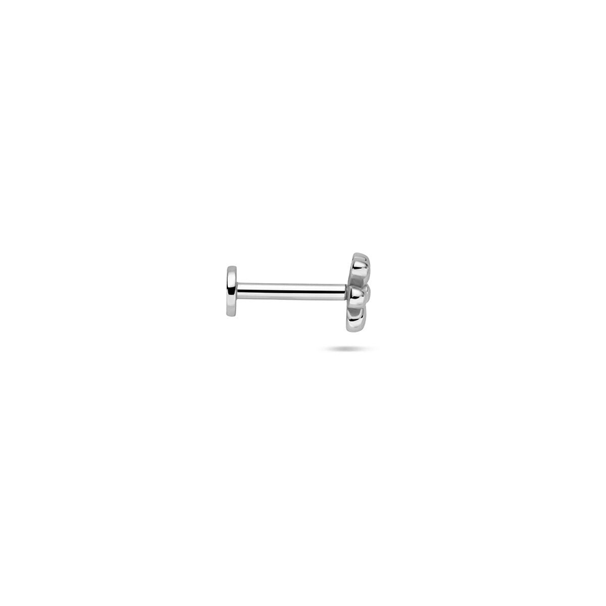 Piercing plana de plata en forma de flor - rodiada en plata 925