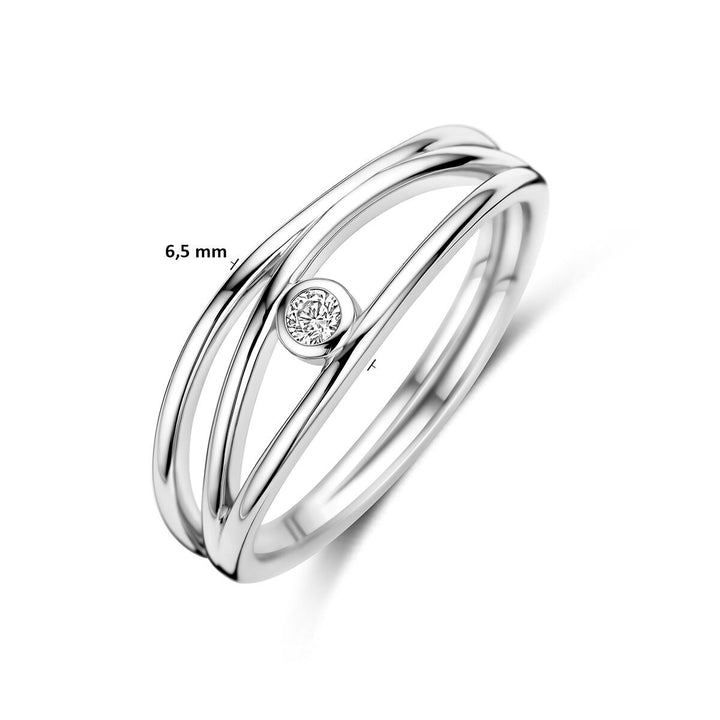 Gerhodineerd 925 zilveren ring met zirkonia