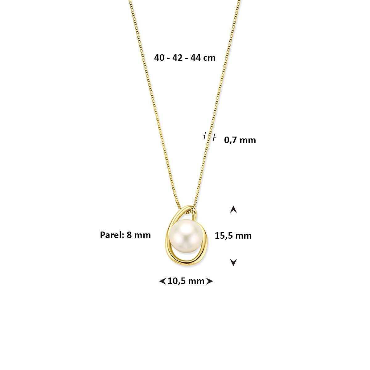 collar de perlas de oro amarillo de mujer