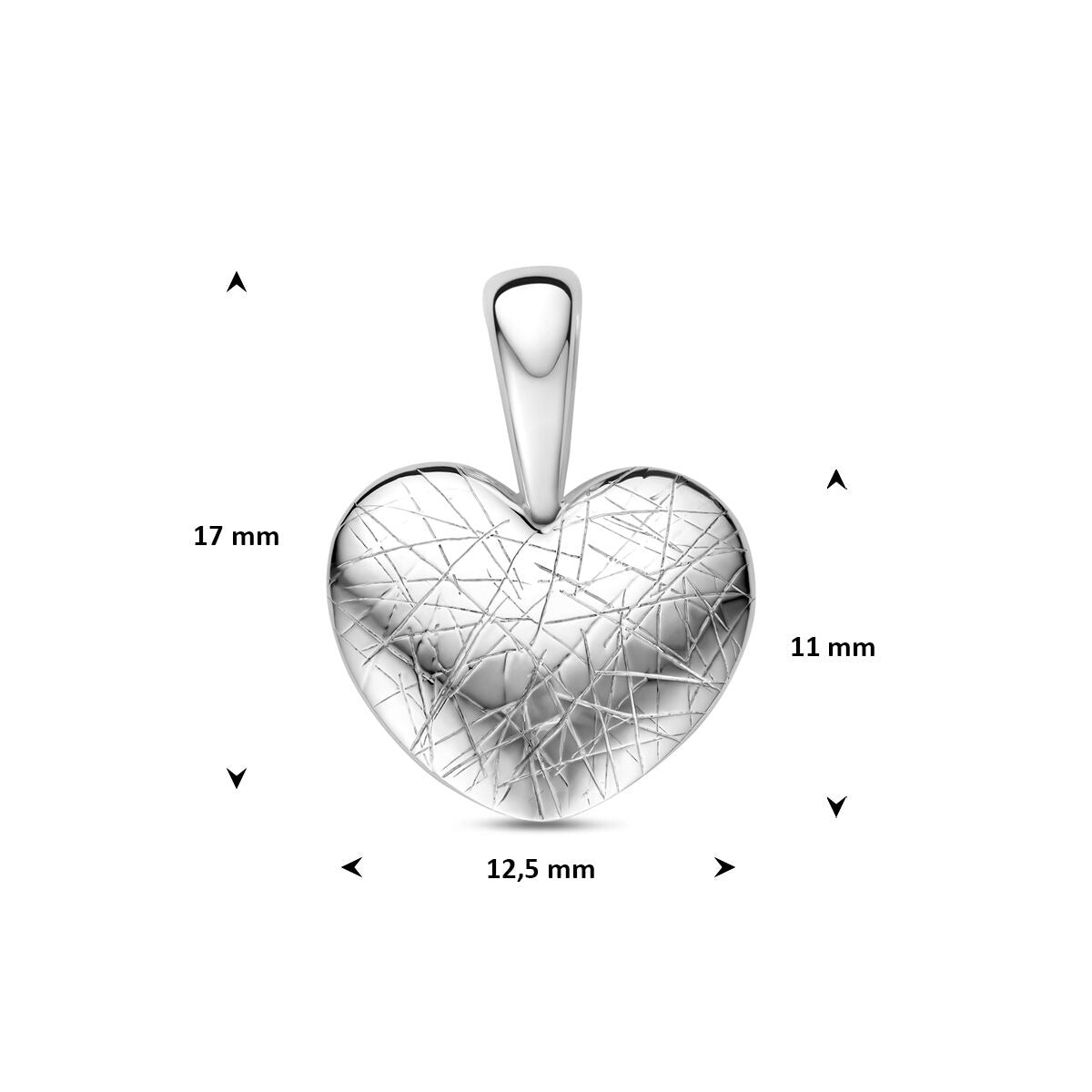 Colgante de corazones de plata 925 rodiado