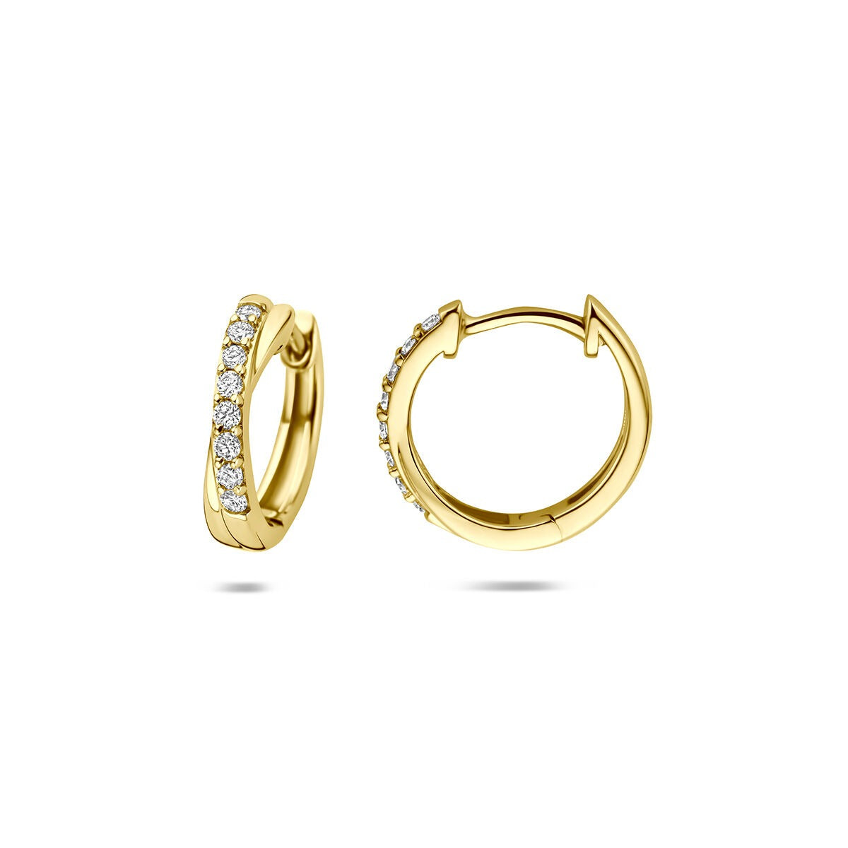 Aros de oro amarillo de 14k con diamante cultivado en laboratorio de 0,20 ct