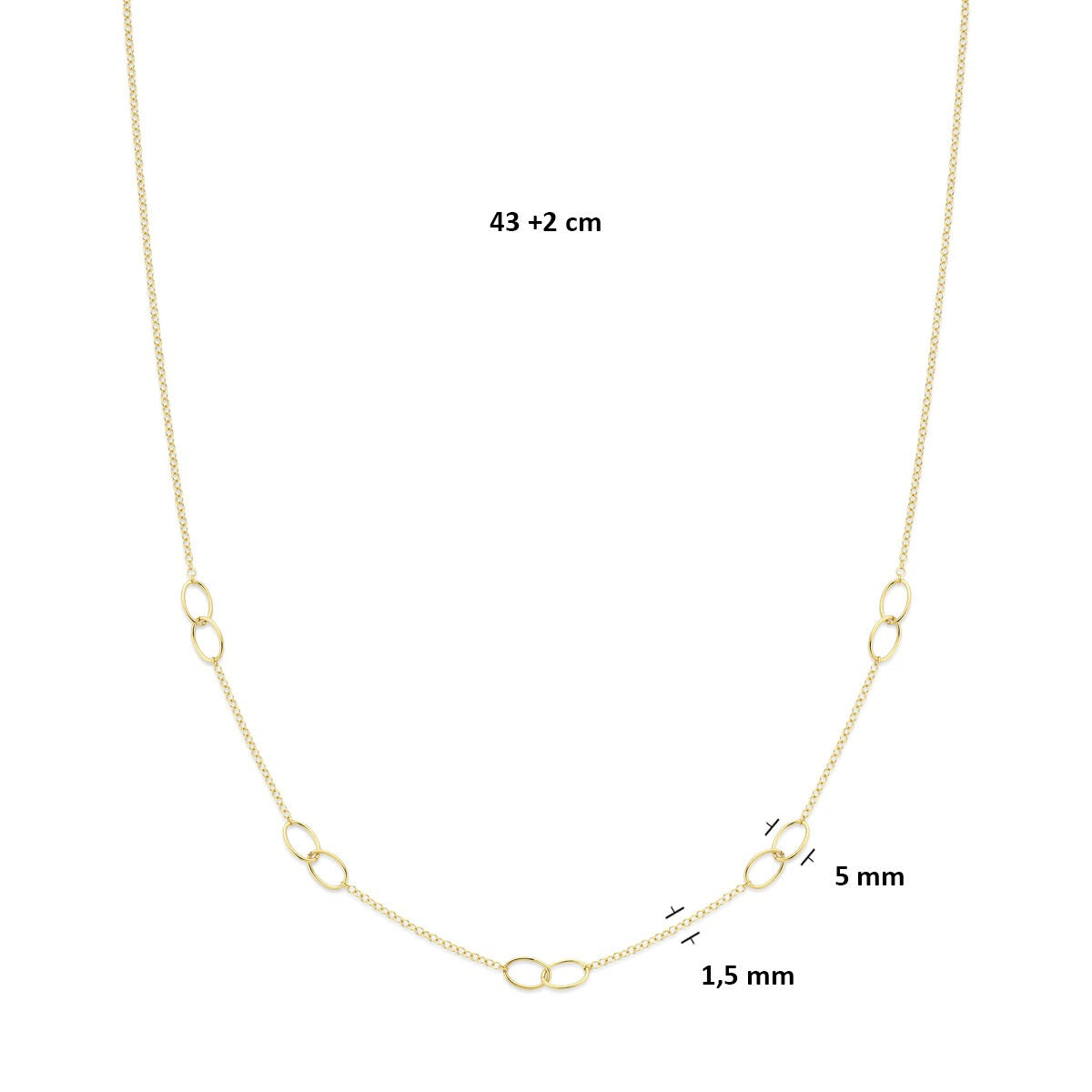 Collar de oro amarillo con eslabones ovalados