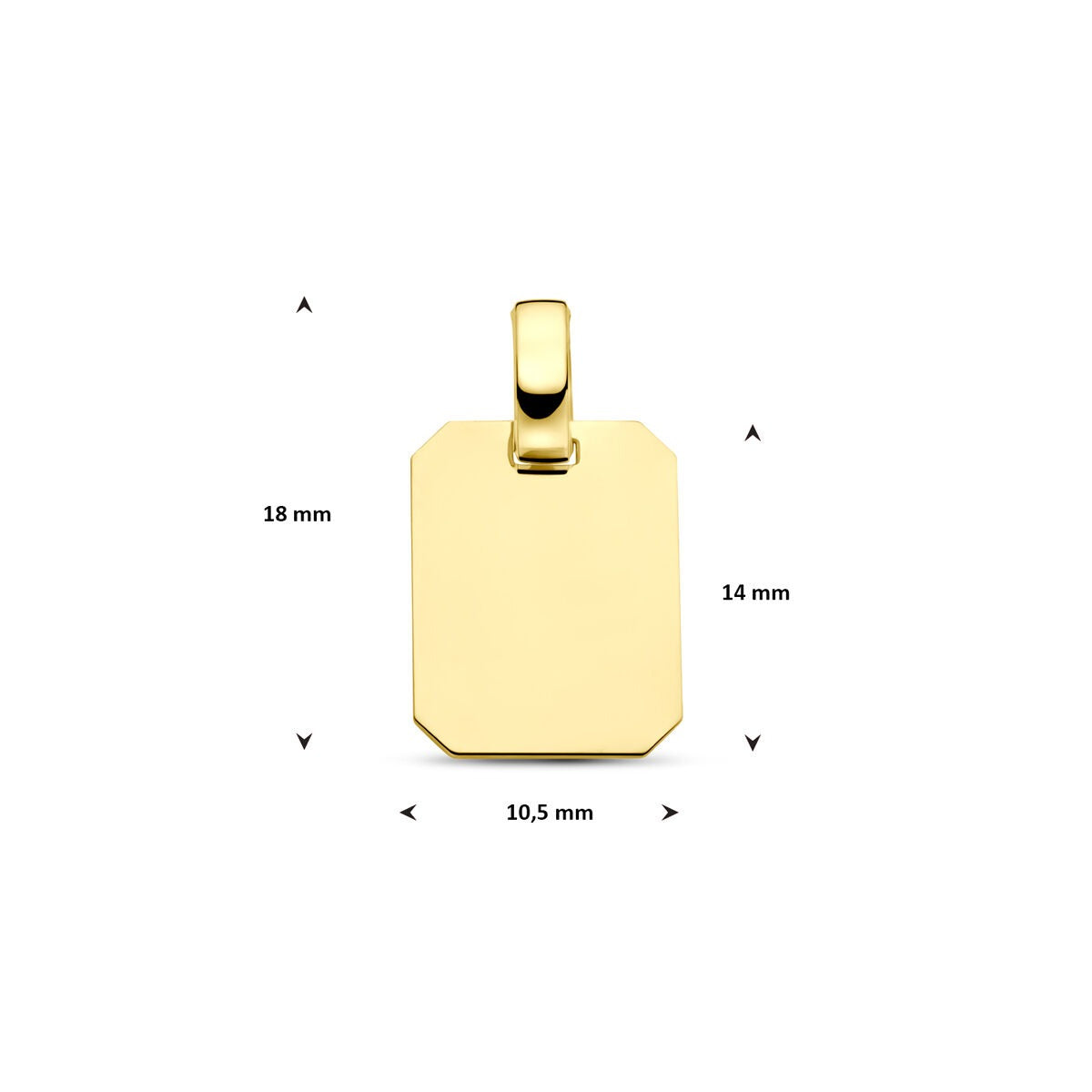 Colgante grabado de oro amarillo 9k rectangular