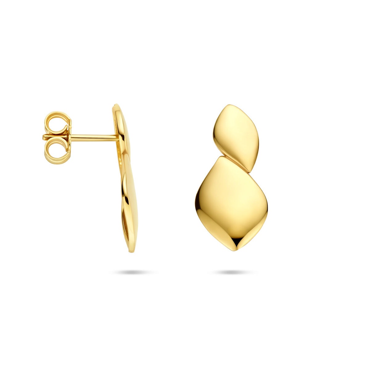 Pendientes de botón de oro 14k diseño alargado
