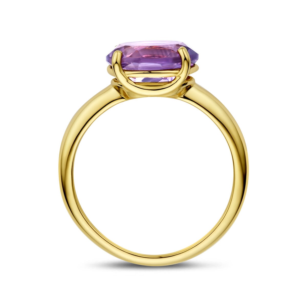 Anillo de oro amarillo de 14k con amatista
