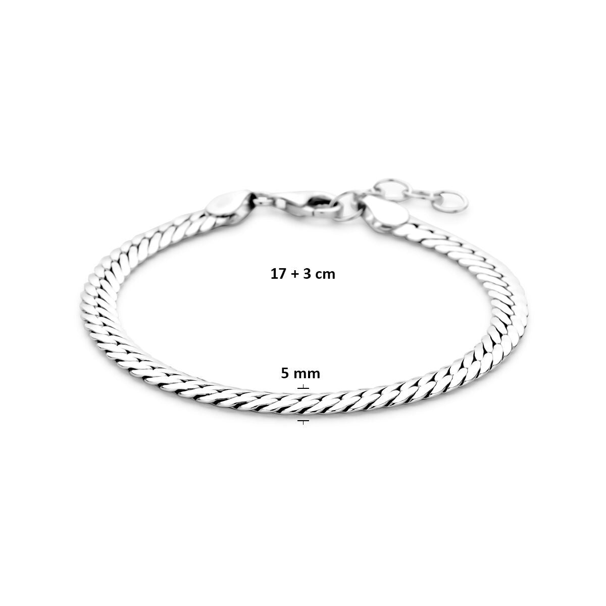 Pulsera de plata 925 rodiada con eslabones gourmette 17–20 cm