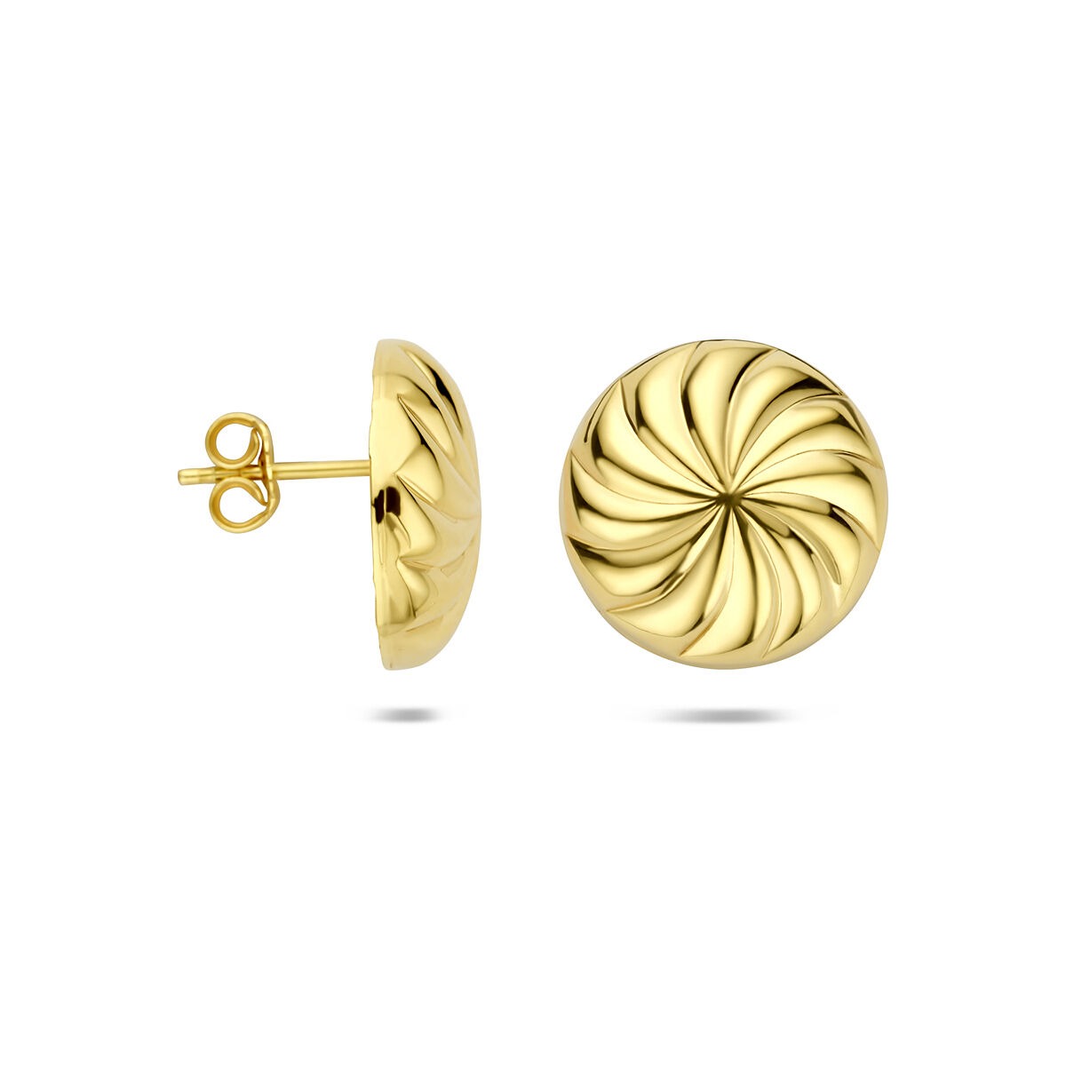 Pendientes de botón chapado en oro plata – diseño juguetón con un toque dorado