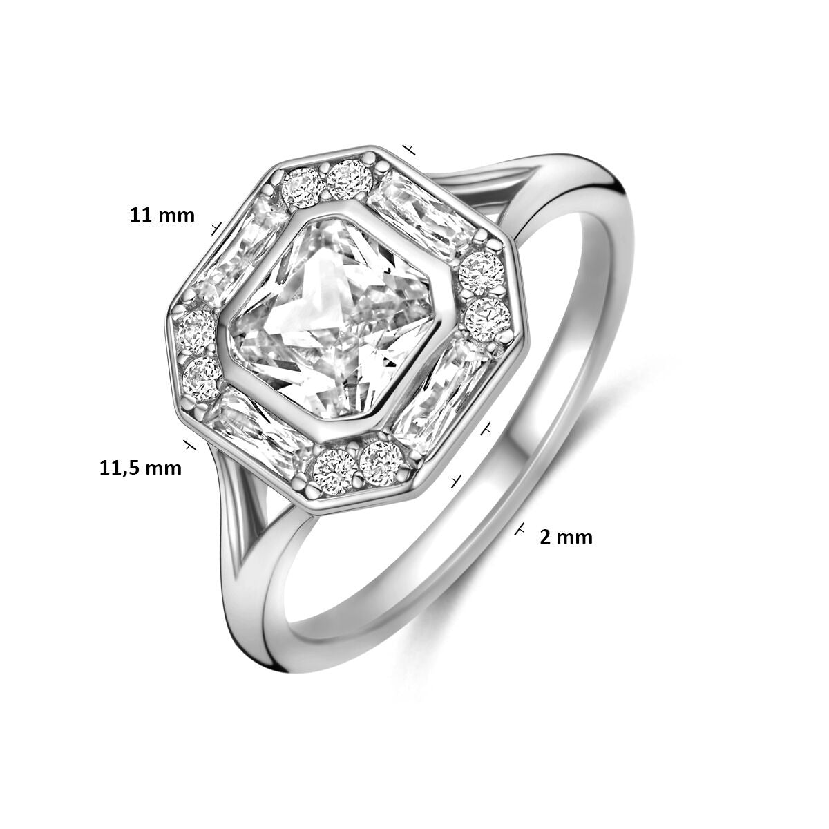 Anillo de plata 925 rodiado con entorno de circonitas
