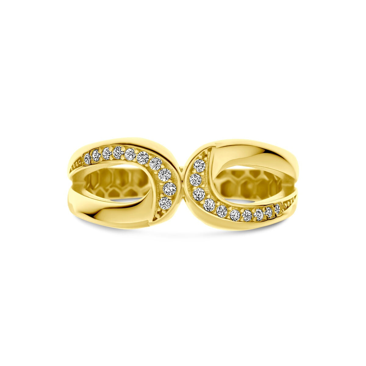 Anillo de oro amarillo de 9k con circonitas