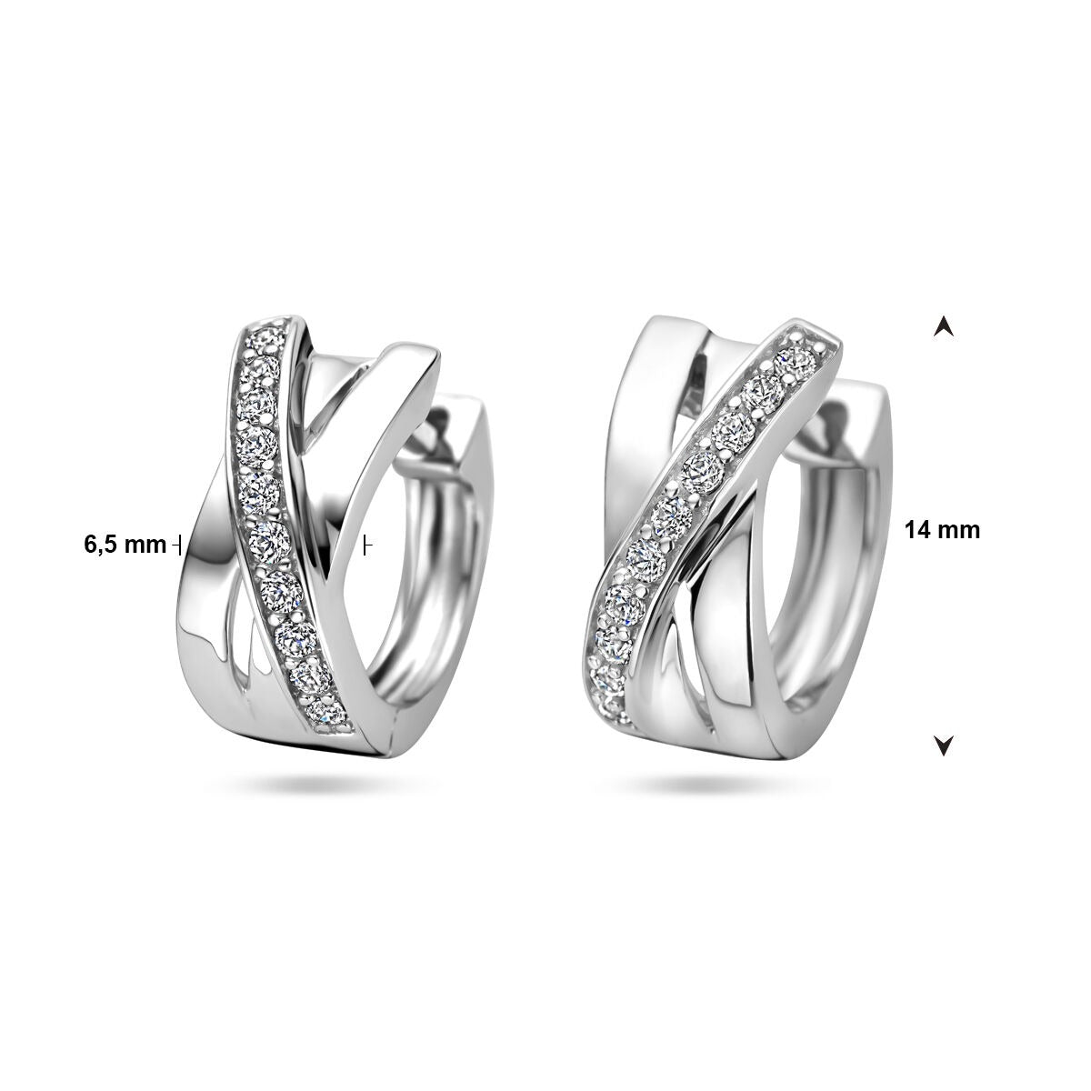 Aros de plata con circonitas - plata 925 rodiada (set)
