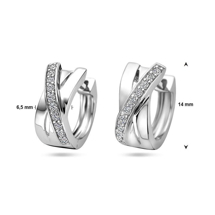 Zilveren klapoorringen met zirkonia – gerhodineerd 925 zilver (set)