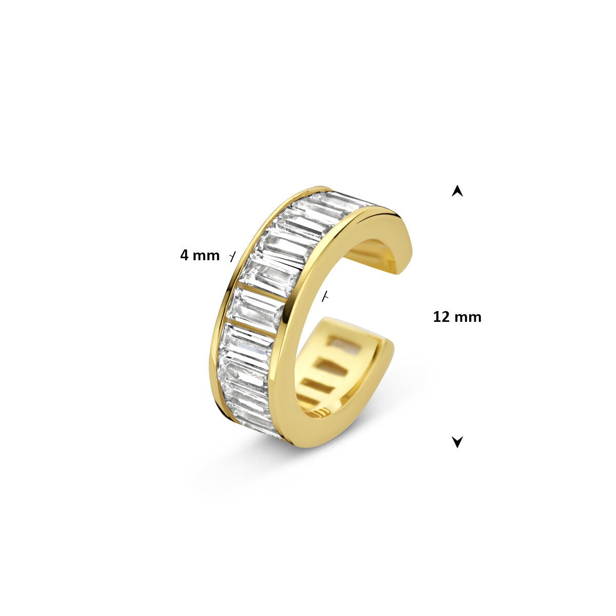 Ear cuff chapado en oro de plata con circonitas – destellos brillantes sin perforación