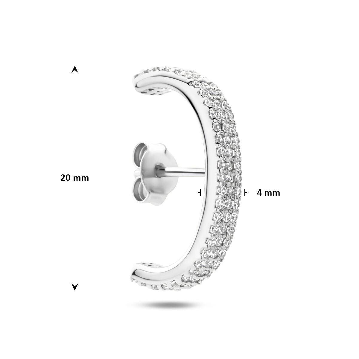 Pendiente de suspender de plata 925 rodiada con pavé de circonitas