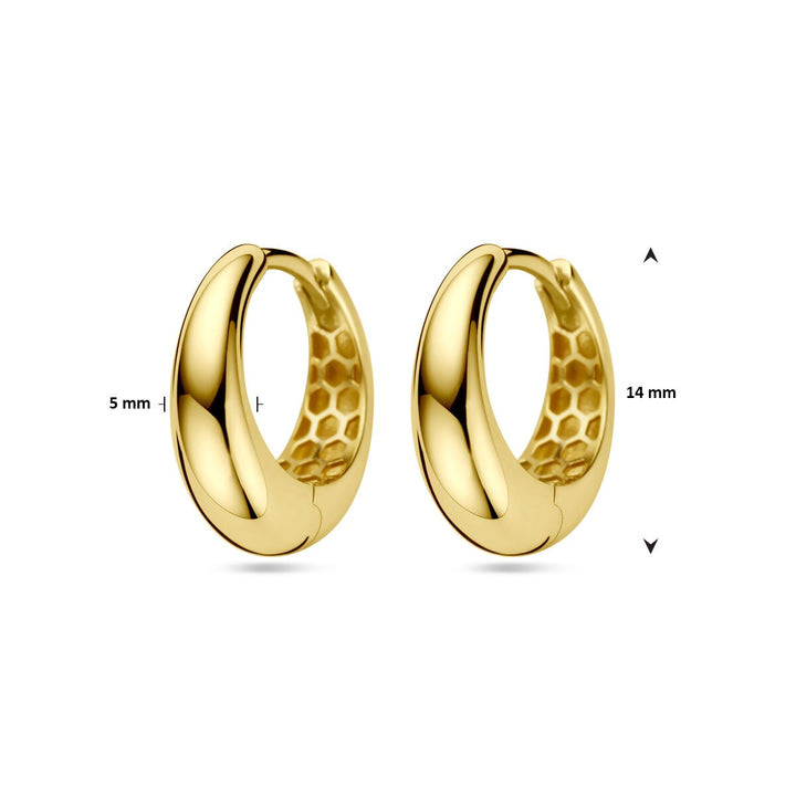 9k Geelkleurige klapoorringen 14 mm