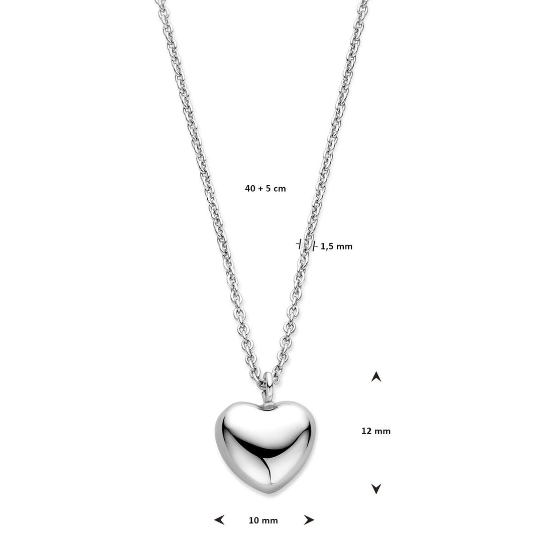 Zilveren ketting met hart – gerhodineerd collier