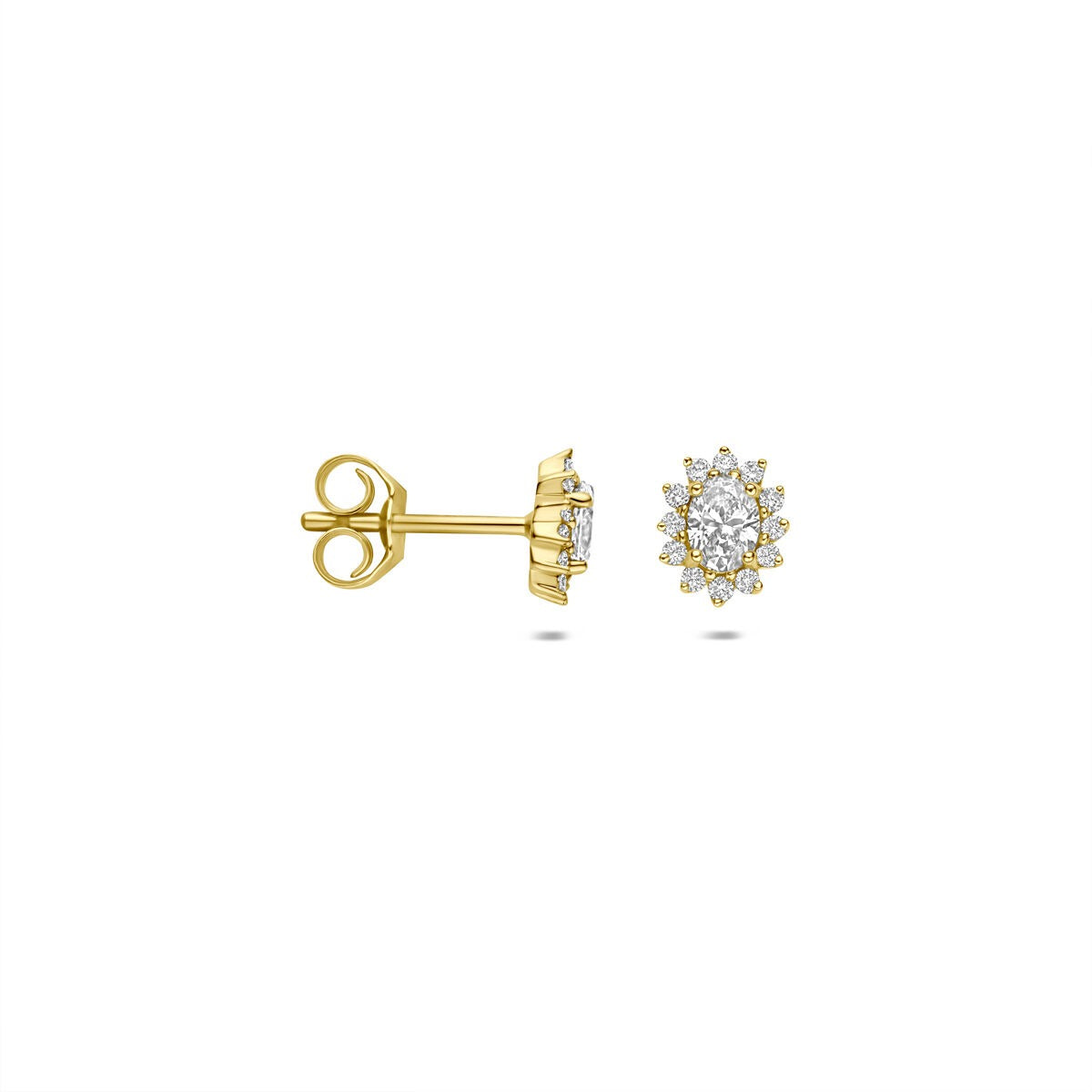 Pendientes de botón de oro amarillo 14k con diamante cultivado en laboratorio 0,43 ct