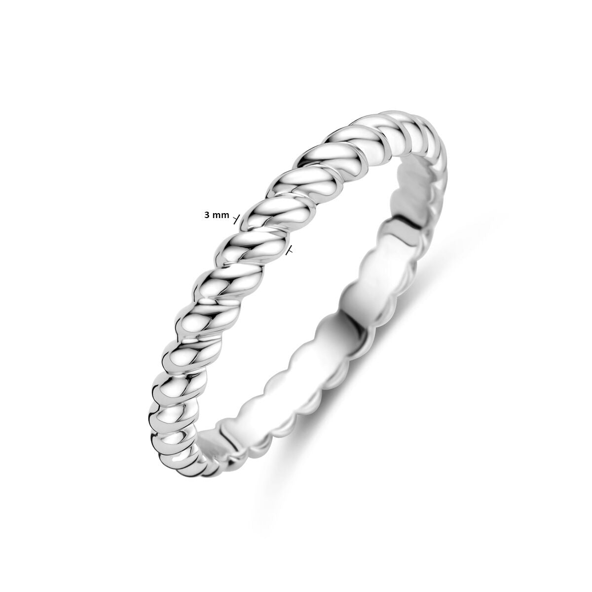 Anillo de mujer en plata 925 rodiada, 3mm