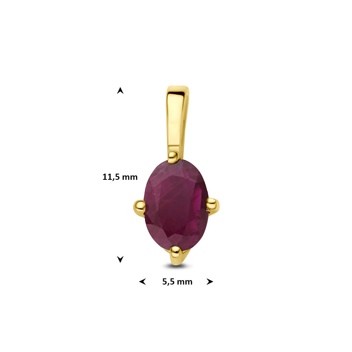 colgante de oro amarillo con rubí