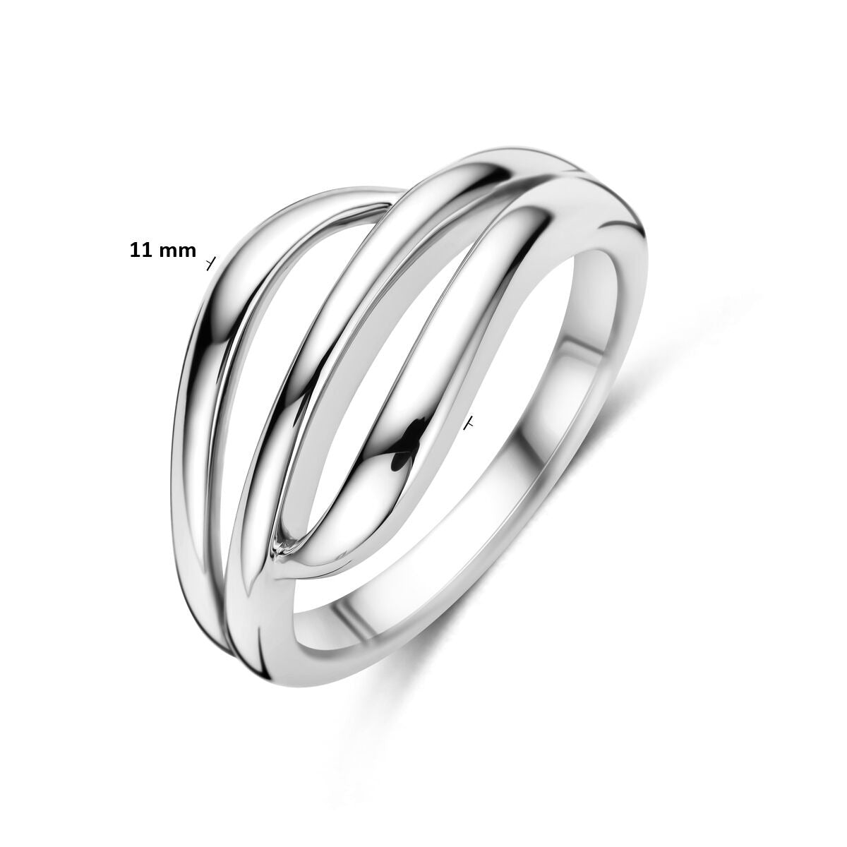 Anillo de mujer de plata rodiada – 11 mm de ancho