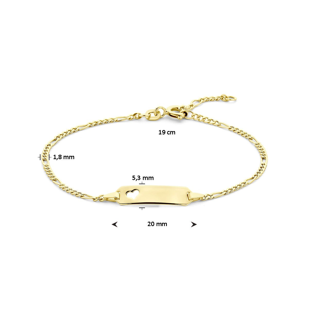 Pulsera de oro amarillo grabada con placa