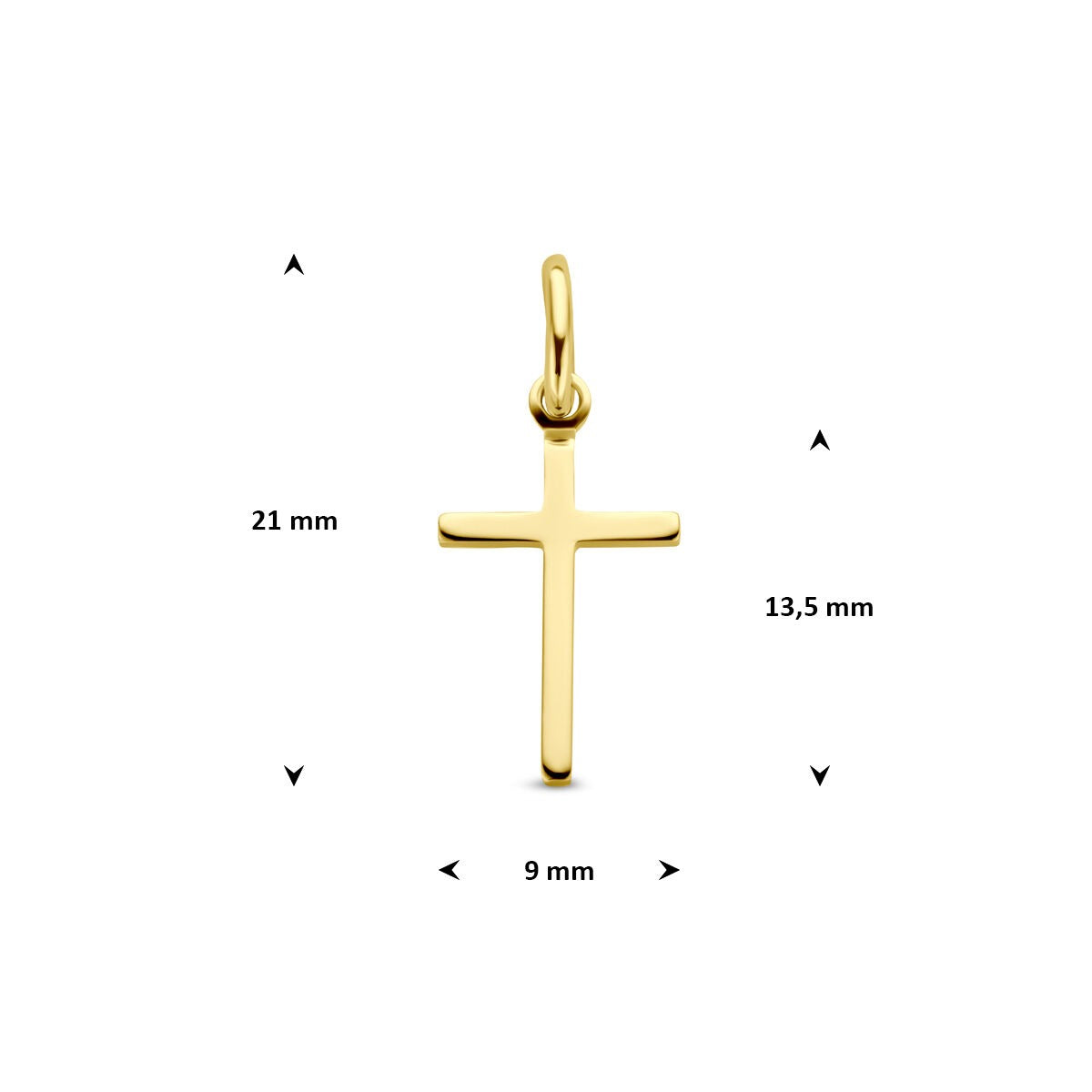 9k Geelgouden kruis hanger