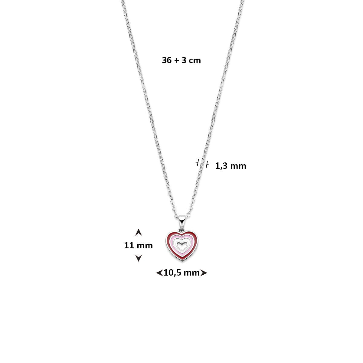 Collar infantil de plata con corazón – plata 925 rodiada 36 + 3 cm