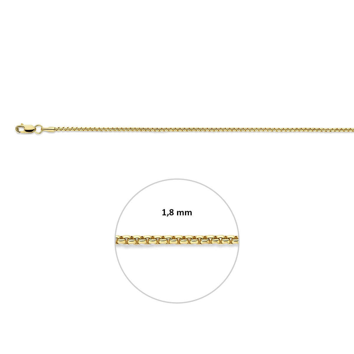 Collar de oro amarillo veneciano con núcleo de plata 45 cm