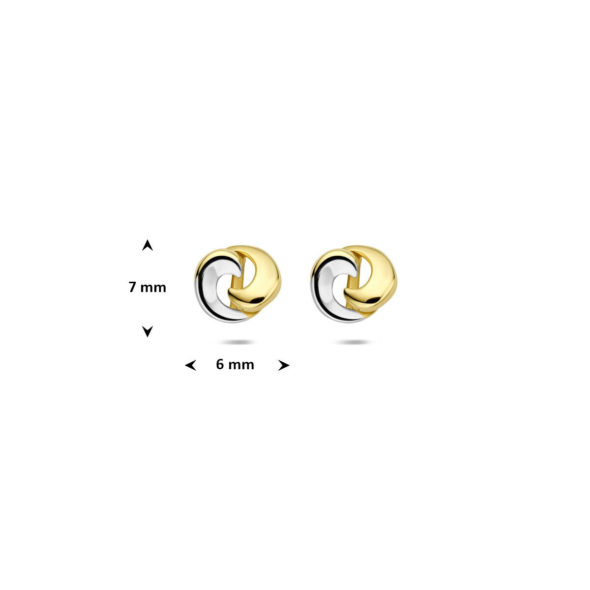 Pendientes bicolor con nudo – 14k oro blanco y oro amarillo