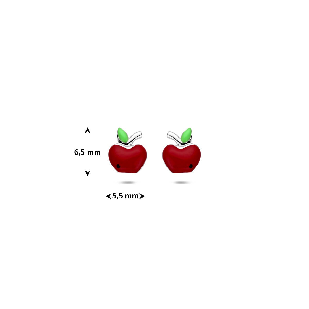 Pendientes infantiles de plata 925 rodiados en forma de manzana