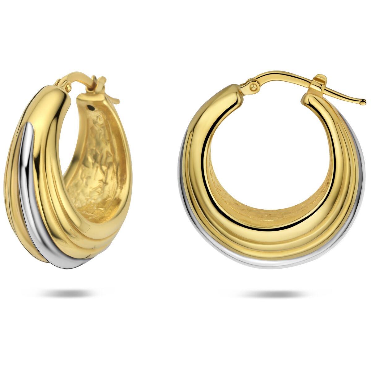 Pendientes de botón chapado en oro 925 plata 16,5 x 10 mm de mujer