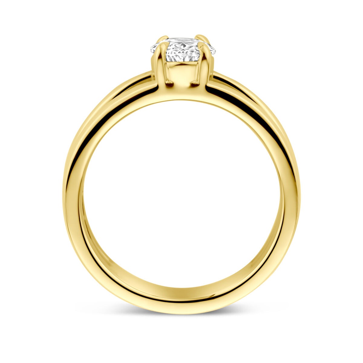 Anillo de mujer en oro amarillo de 14k con diamante ovalado lab grown de 1.00ct