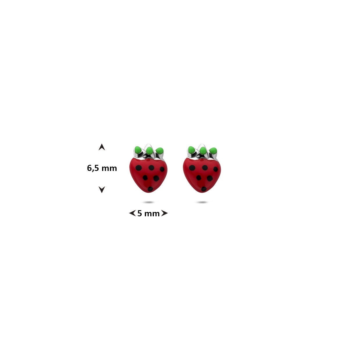 Pendientes infantiles de fresa – plata 925 rodiada