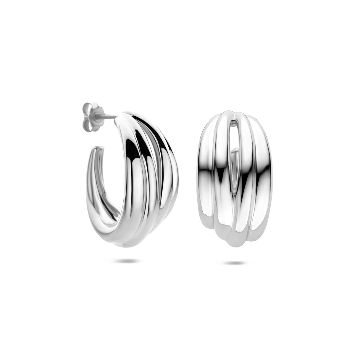 Pendientes de botón de mujer de plata rodiada