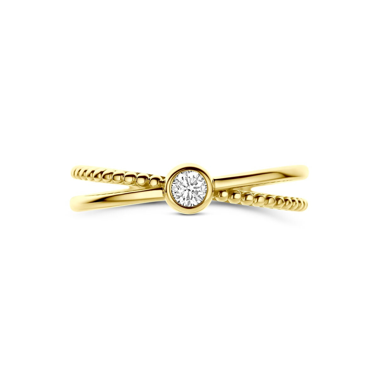 Anillo de oro amarillo de 9k con circonita